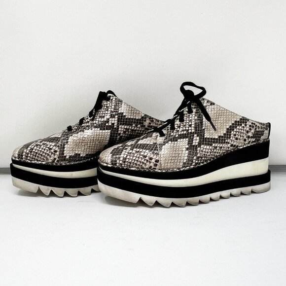 Stella McCartney Sneak Elyse Snakeskin Vegan Leather Mules EU 37.5 US 7.5 - Picture 1 of 10